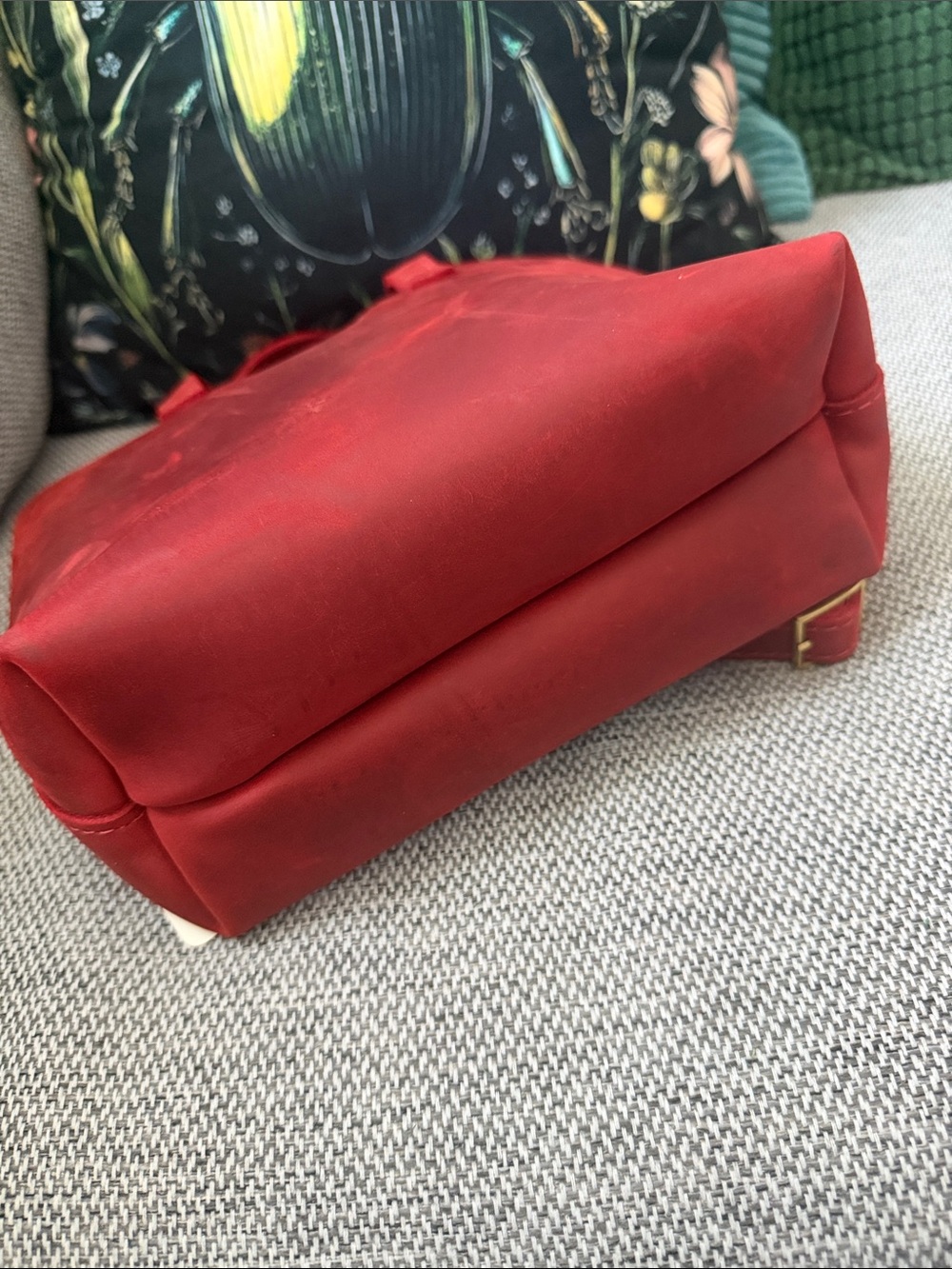 Portland Leather Red Leather Mini Tote  with Removable Crossbody Strap Phoenix - Picture 7 of 11